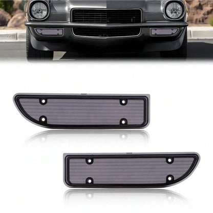2PCS Clear Lens Front Bumper Turn Signal Lights Side Marker Lights Turn Warning Lights Parking Light Housings For 1970 1971 1972 1973 Chevy Camaro No Bulb/Socket
