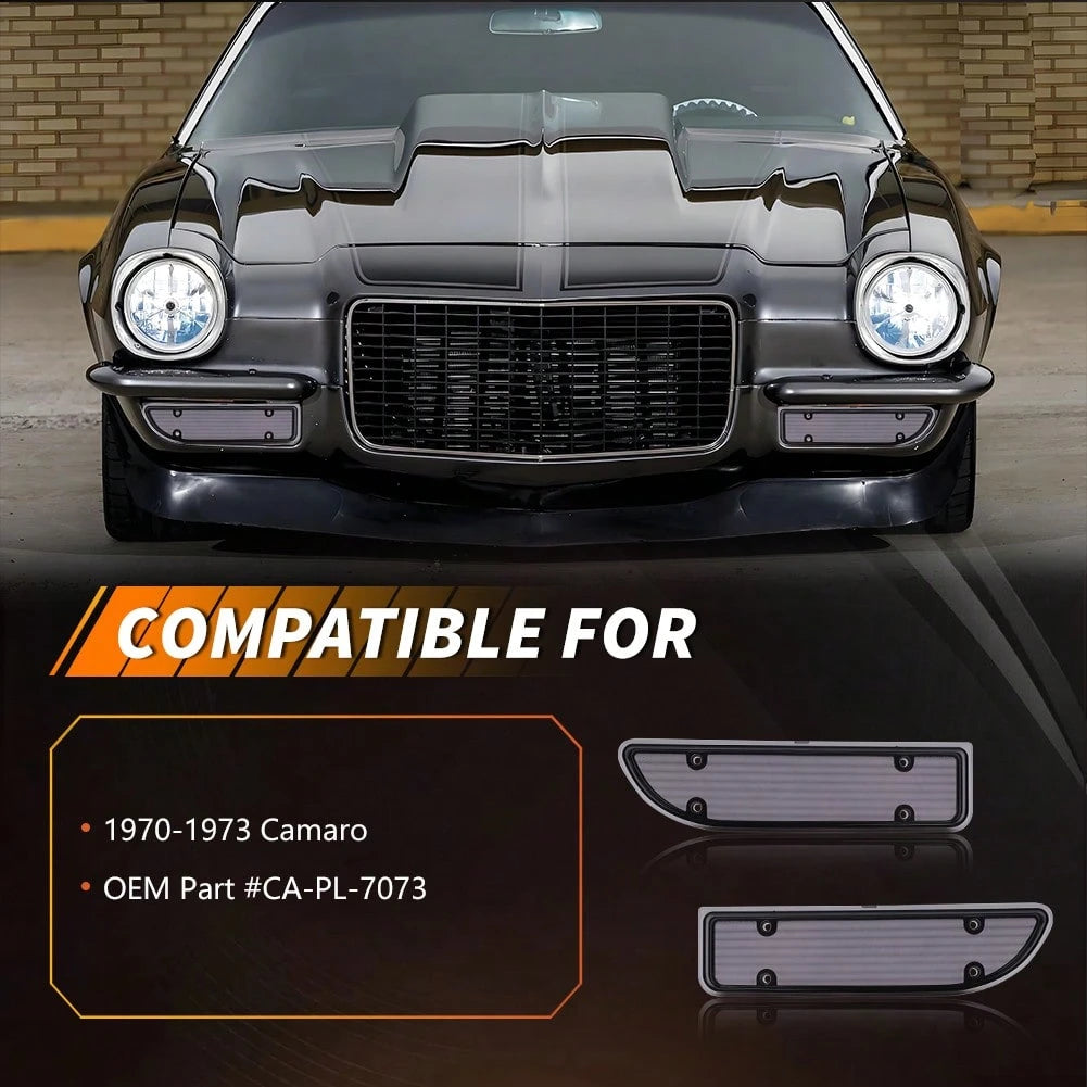 2PCS Clear Lens Front Bumper Turn Signal Lights Side Marker Lights Turn Warning Lights Parking Light Housings For 1970 1971 1972 1973 Chevy Camaro No Bulb/Socket