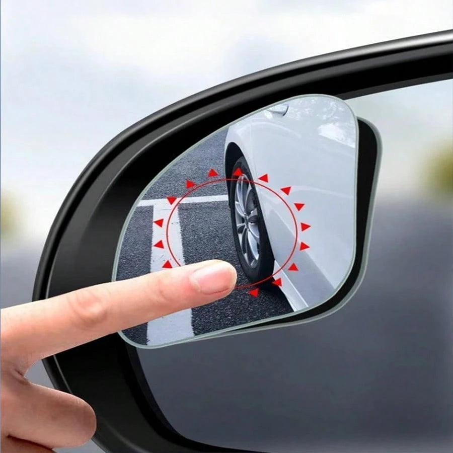 2pcs Frameless Car Blind Spot Mirror, Borderless Rearview Mirror, Fan-Shaped Glass Reverse Small Round Mirror, 360° Adjustable Wide Angle Ultra HD Auxiliary Reflective Mirror