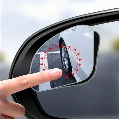 2pcs Frameless Car Blind Spot Mirror, Borderless Rearview Mirror, Fan-Shaped Glass Reverse Small Round Mirror, 360° Adjustable Wide Angle Ultra HD Auxiliary Reflective Mirror