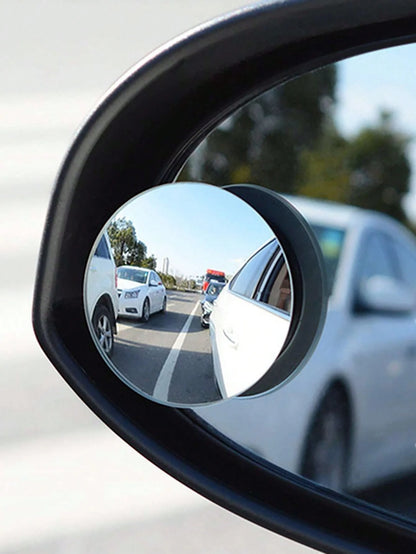 2pcs Frameless Car Blind Spot Mirror, Borderless Rearview Mirror, Fan-Shaped Glass Reverse Small Round Mirror, 360° Adjustable Wide Angle Ultra HD Auxiliary Reflective Mirror