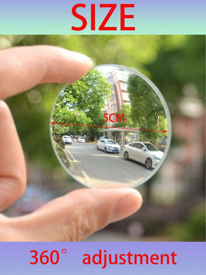 2pcs Frameless Car Blind Spot Mirror, Borderless Rearview Mirror, Fan-Shaped Glass Reverse Small Round Mirror, 360° Adjustable Wide Angle Ultra HD Auxiliary Reflective Mirror