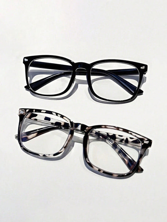 2pcs Men And Women Anti-Blue Glasses To Prevent Visual Fatigue, Watch Computer, Watch TV, Play Games And Watch Mobile Phones, Transparent Lens Eye Care Fashion Glasses
