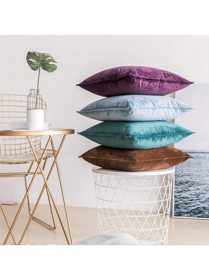 2pcs Nordic Style Solid Color Fleece Fringed Pillow Covers (Inner Pillow Not Included), Square Decorative Cushion Covers, Soft & Comfortable Linen-Like Fabric, Modern Home/Bedroom/Dorm Decor
