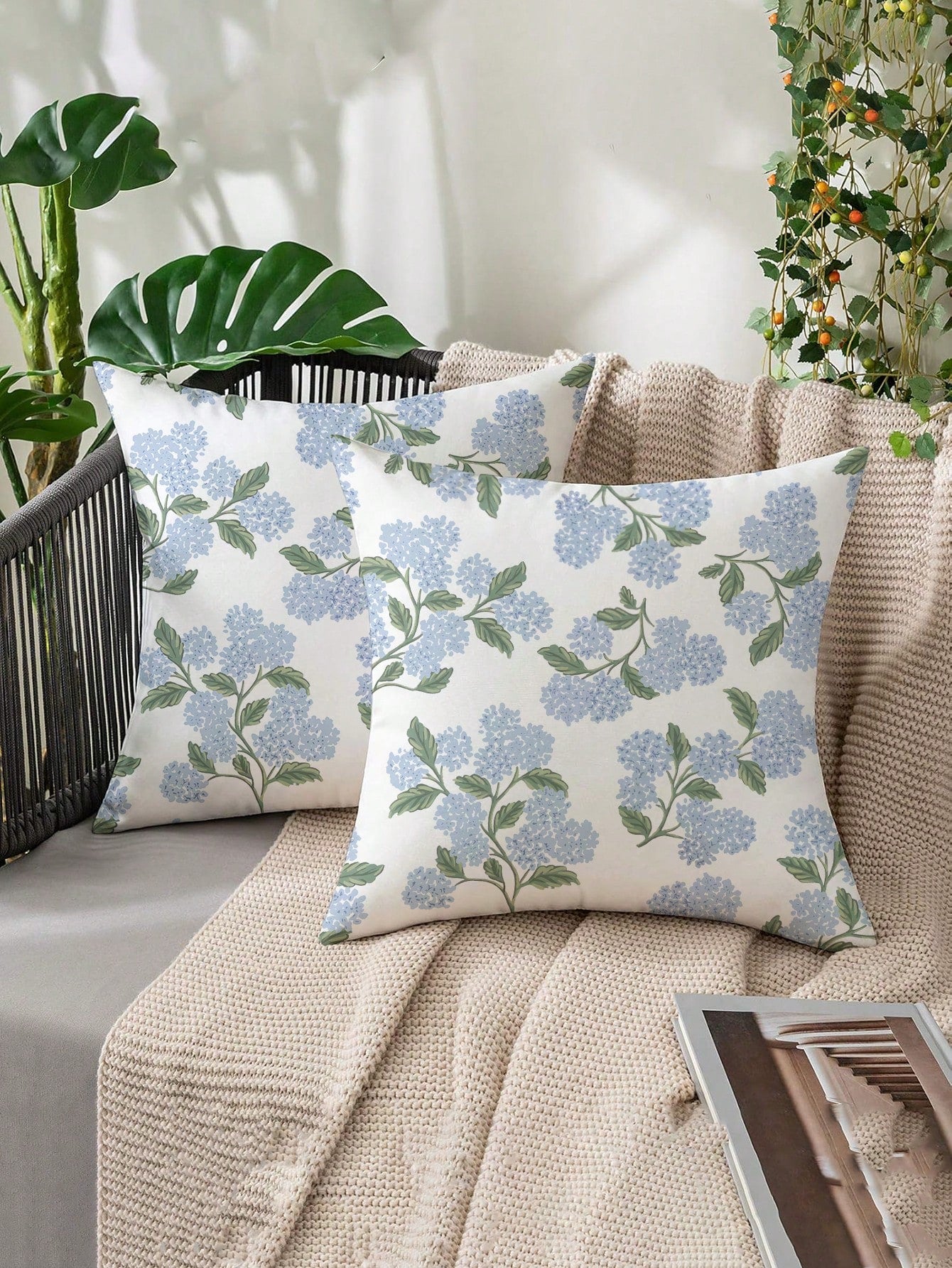 2pcs Spring/Summer Home Decor, Lovely Floral Design, Multiple Sizes, Throw Pillow Covers, Decorative Cushion Covers, Living Room Decor, Sofa Decor, Valentine's Day Gift For Him/Her, Sofa Cushion Cover