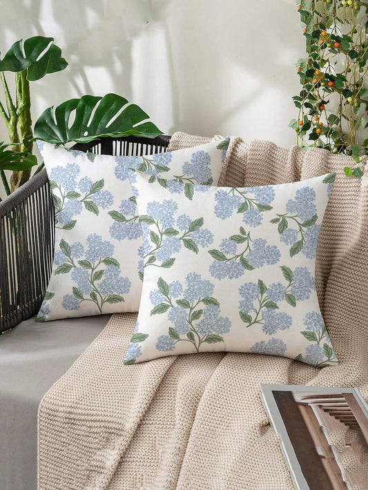 2pcs Spring/Summer Home Decor, Lovely Floral Design, Multiple Sizes, Throw Pillow Covers, Decorative Cushion Covers, Living Room Decor, Sofa Decor, Valentine's Day Gift For Him/Her, Sofa Cushion Cover
