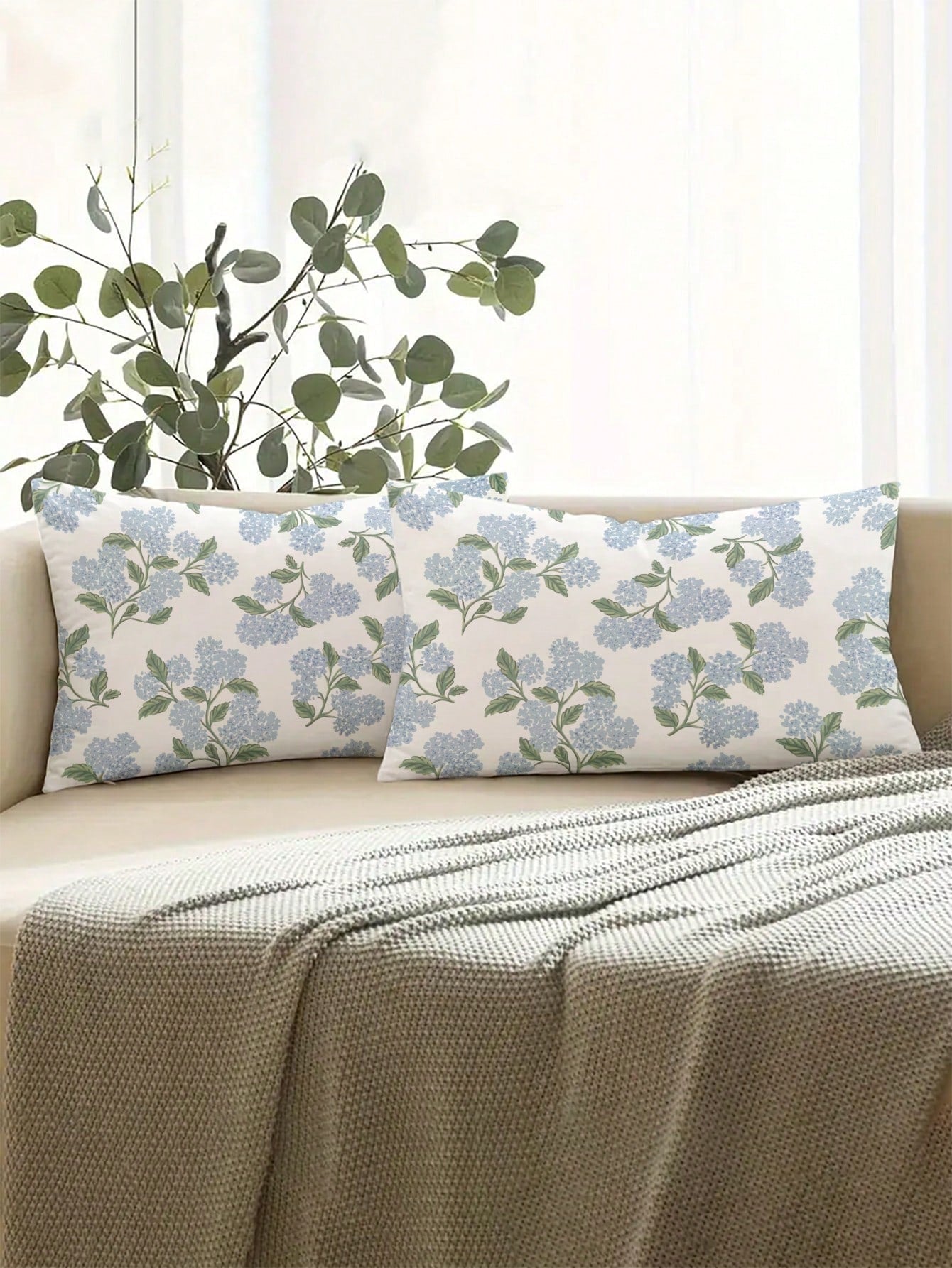 2pcs Spring/Summer Home Decor, Lovely Floral Design, Multiple Sizes, Throw Pillow Covers, Decorative Cushion Covers, Living Room Decor, Sofa Decor, Valentine's Day Gift For Him/Her, Sofa Cushion Cover