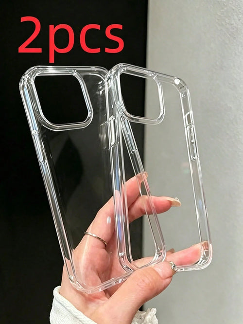 2pcs Ultra Clear Crystal Transparent Phone Case, Back To School And Birthday Gift, Lightweight Large Hole Full Coverage Soft TPU Material, Compatible With IPhone 17/17 Pro/17 Pro Max/16E/16 Pro Max/15