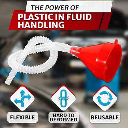 3'' Wide 23'' Long Funnel With Hose U2013 Flexible, Reusable, No Leak Design Featuring Elastic Long Hose| Long Funnel For Transmission Fluid For Oil, Gas, Coolant, Automotive And Gara