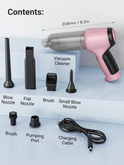 3-In-1 Car Vacuum Cleaner With Strong Suction Power Portable Compact Handheld Wireless Vacuum Cleaner Suitable For Dry And Wet Cleaning