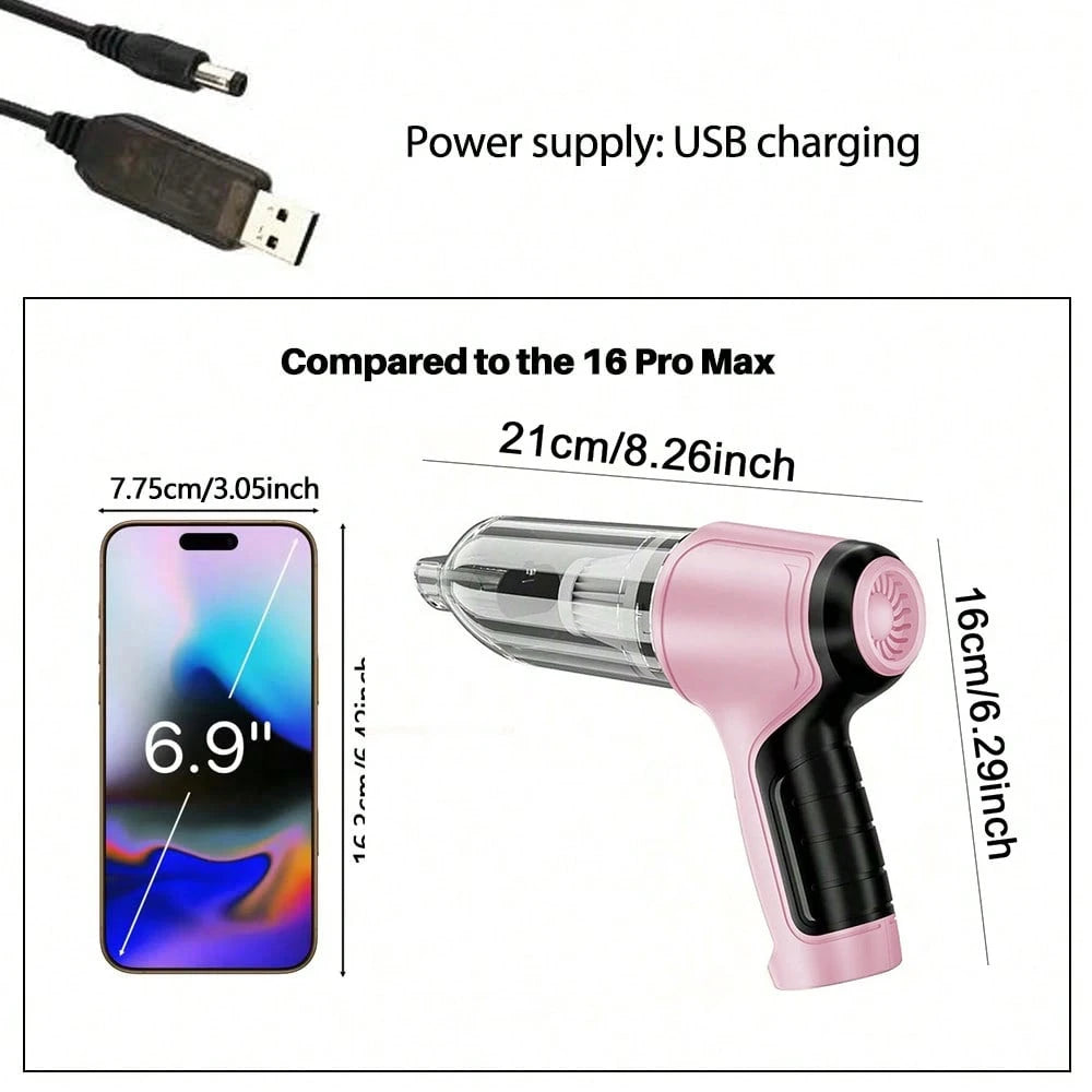 3-In-1 Car Vacuum Cleaner With Strong Suction Power Portable Compact Handheld Wireless Vacuum Cleaner Suitable For Dry And Wet Cleaning