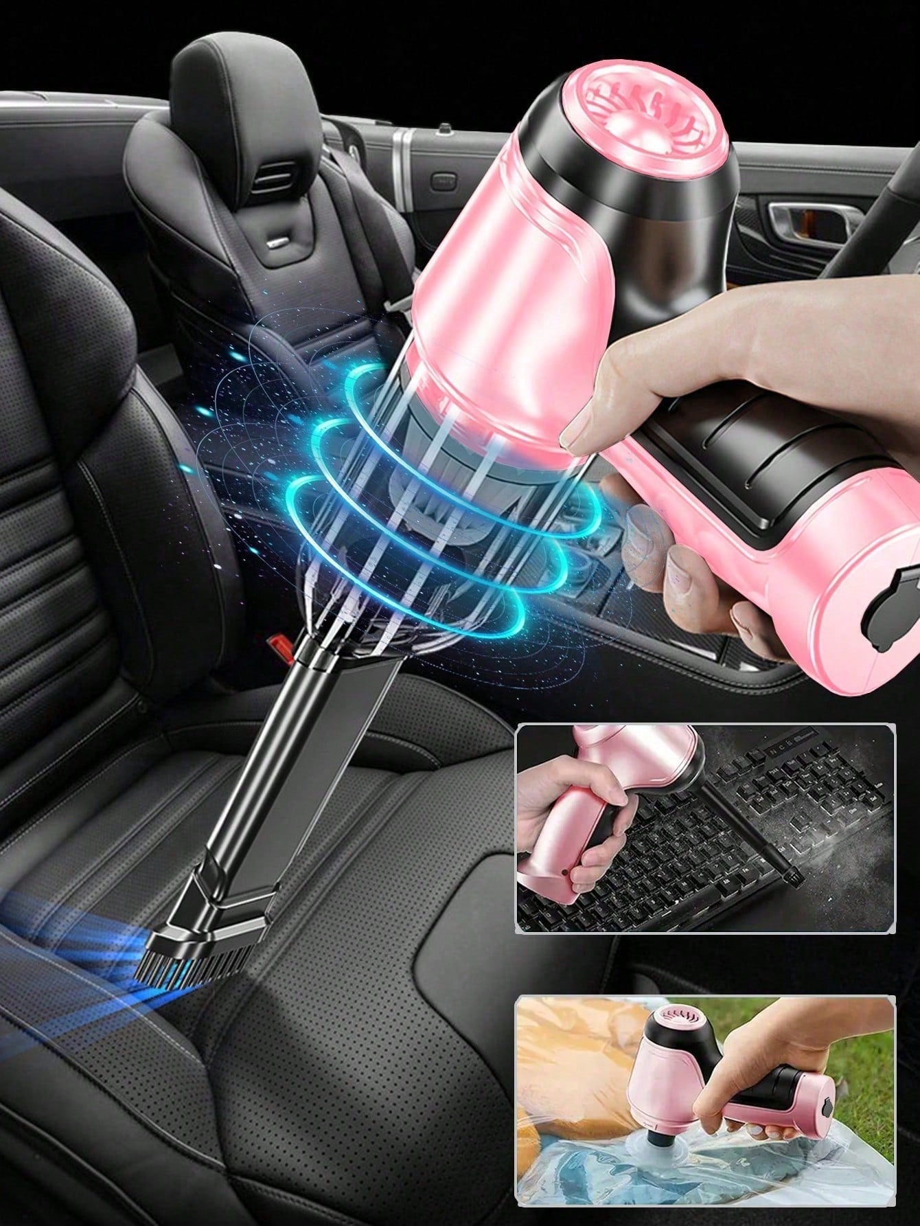 3-In-1 Car Vacuum Cleaner With Strong Suction Power Portable Compact Handheld Wireless Vacuum Cleaner Suitable For Dry And Wet Cleaning