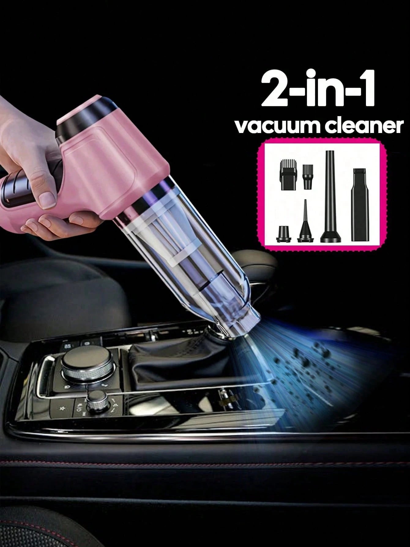 3-In-1 Car Vacuum Cleaner With Strong Suction Power Portable Compact Handheld Wireless Vacuum Cleaner Suitable For Dry And Wet Cleaning