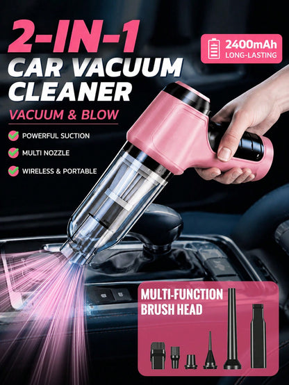 3-In-1 Car Vacuum Cleaner With Strong Suction Power Portable Compact Handheld Wireless Vacuum Cleaner Suitable For Dry And Wet Cleaning