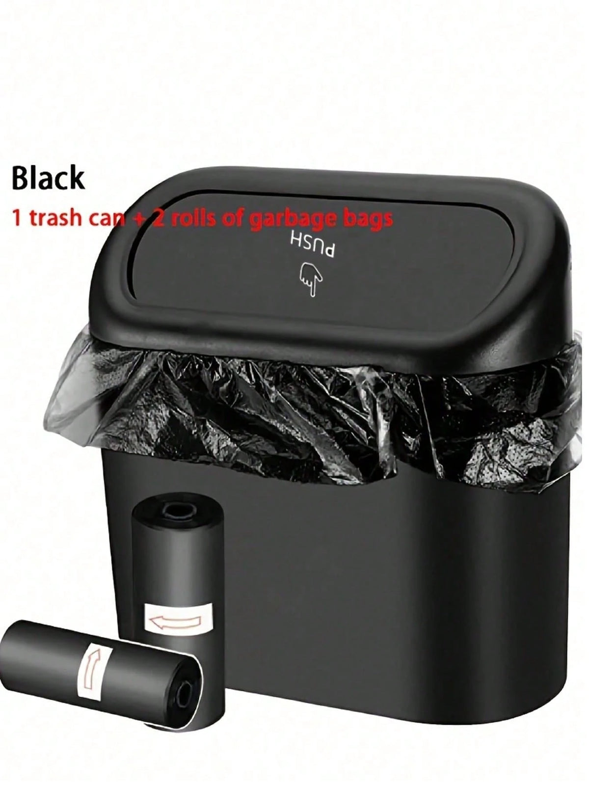 3 Pieces/ Set-1 Garbage Bin+2 Roll Garbage Bags, Car Side Door Hanging Storage Box,Mini Creative Car Garbage Bin/ Front And Rear Seat Accessories For Car Offices (Black)