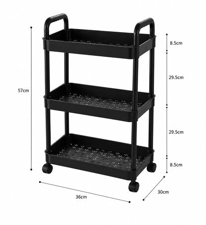 3-Tier Slim Rolling Storage Cart With Wheels, Space-Saving Organizer- PP Plastic Utility Cart For Kitchen, Office & Home