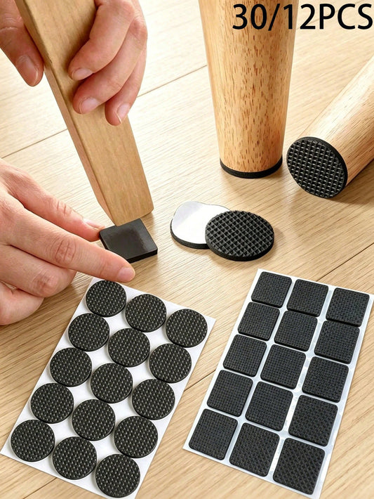 30/12pcs EVA Non-Slip Foot Pads, Square/Round Thickened Chair Leg Protectors, Furniture Floor Anti-Slip Quiet Protection Pads, Protects Both Floor And Table, Suitable For Dining Chairs And Dining Tabl