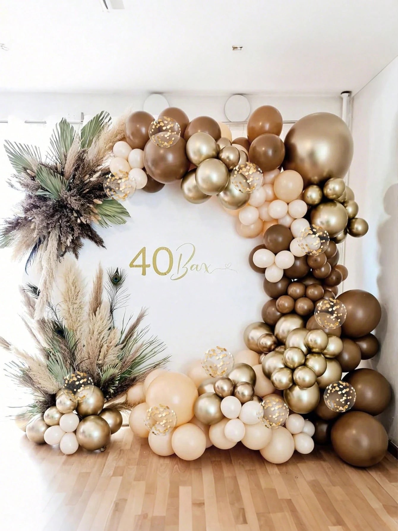 30/60pcs Brown & Gold Balloons, Suitable For Unisex Bridal Shower, Birthday Party, Baby Shower Decor- Champagne White Confetti Balloons