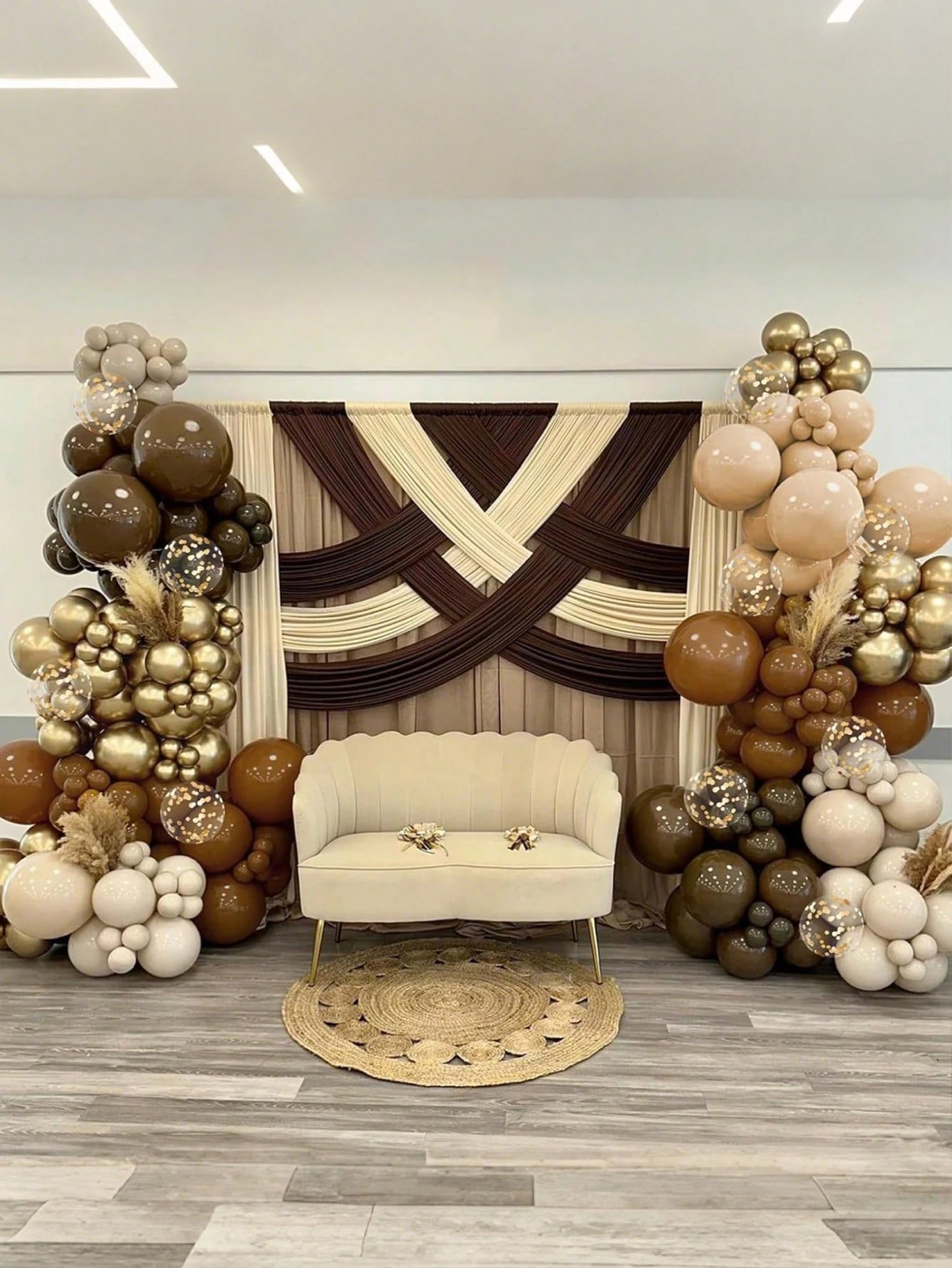 30/60pcs Brown & Gold Balloons, Suitable For Unisex Bridal Shower, Birthday Party, Baby Shower Decor- Champagne White Confetti Balloons