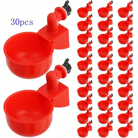 30 Pack Chicken Water Cup, Automatic Drinking Cups For Chickens, 3/8 Inch Thread Poultry Water Cups, Chicken Watering Feeder Cups For Chicken Duck Birds Turkey Rabbit