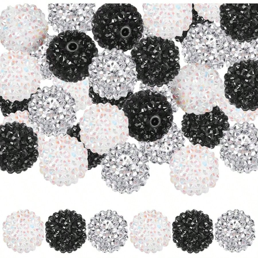 30 PCS 16mm Rhinestone Beads Chunky Bubblegum Beads Resin Disco Ball For DIY Crafts Beaded Pens Bracelets Keychain Necklaces Jewelry Making
