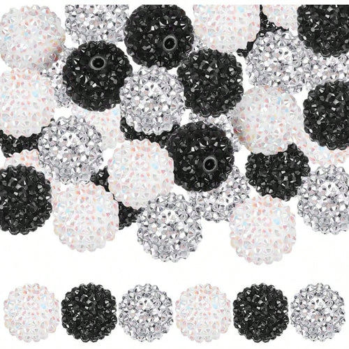 30 PCS 16mm Rhinestone Beads Chunky Bubblegum Beads Resin Disco Ball For DIY Crafts Beaded Pens Bracelets Keychain Necklaces Jewelry Making