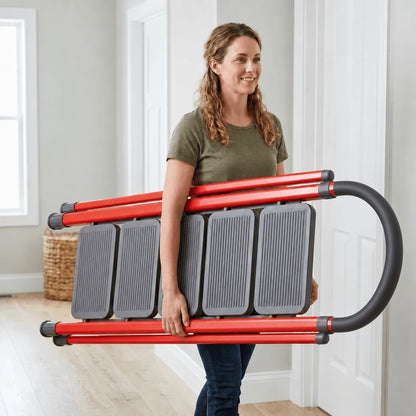 350lbs Load-Bearing Folding Step Ladder, Heavy-Duty Steel Portable Ladder With Anti-Slip Wide Treads, Convenient Handrails & Safety Lock Design, Sturdy Step Stool For Home, Kitchen, Garage & Office Us