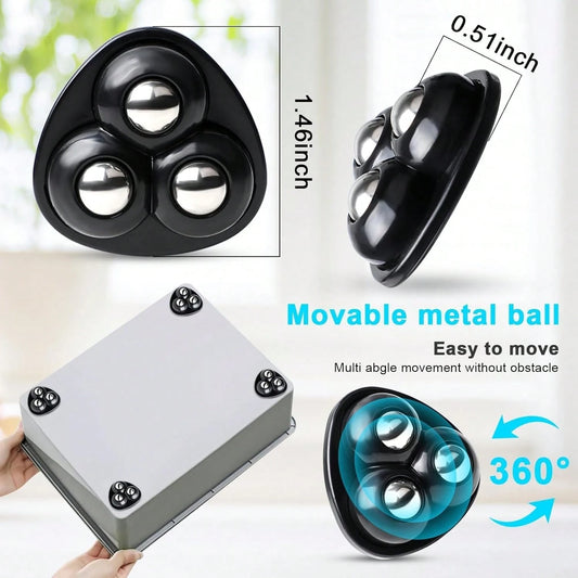 360° Rotating Heavy Duty Mini Caster Wheels, No Drilling Installation, Quiet Operation, Stainless Steel Bearings, Suitable For Furniture, Cabinets, Storage Boxes, Office, Home, Studio