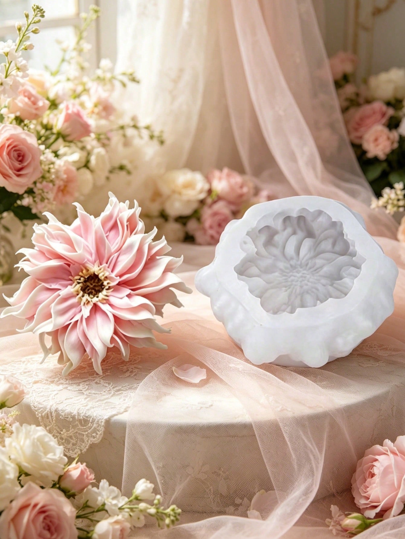3D Dahlia Silicone Candle Mold, Handmade Candle Wax Mold For DIY Crafts, Home Decor And Gifts