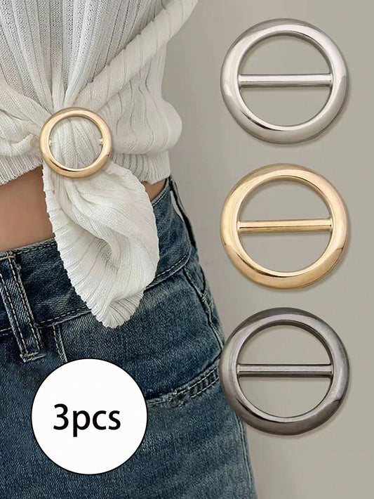 3pcs Multifunctional Metal Scarf & Accessory Clips- Elegant & Fashionable Accessories Suitable For Scarves, T-Shirts, And Belts, Fits Any Occasion, Aesthetic