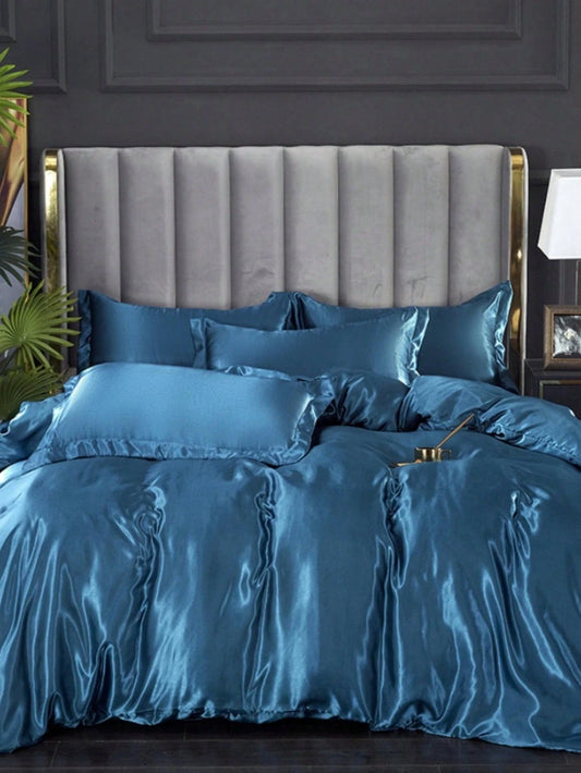 3pcs/Set Cool Washed 100% Polyester Fiber Duvet Cover Set, Modern Style Rectangular Comfortable Soft Single/Double/Queen Size Luxury Bedding Pillowcases, Machine Washable, Suitable For Bedroom Home Us