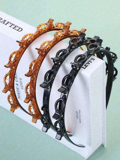4/2/1pc Korean Style Hollow Woven Headband Lazy Braided Hair Clip Bangs Clip Hair Accessories Headpiece Women Hair Accessories Beauty Accessories Curly Hair Hair Accessories Women Hair Tools