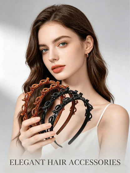 4/2/1pc Korean Style Hollow Woven Headband Lazy Braided Hair Clip Bangs Clip Hair Accessories Headpiece Women Hair Accessories Beauty Accessories Curly Hair Hair Accessories Women Hair Tools