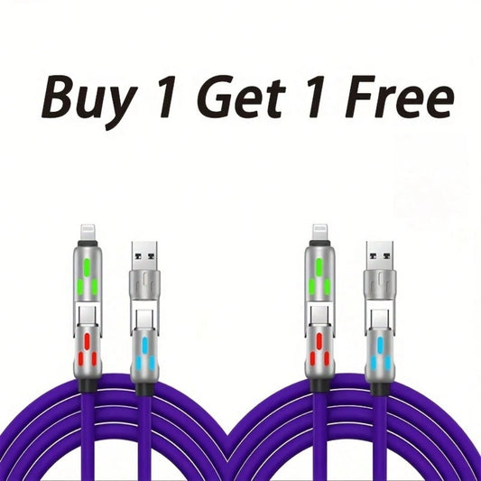 4-In-1 USB Charging Cable,240W Multi USB C Fast Charging Cable Combo Type C/USB Port For IPhone 16/15 14 13 IPad Galaxy IPad And More