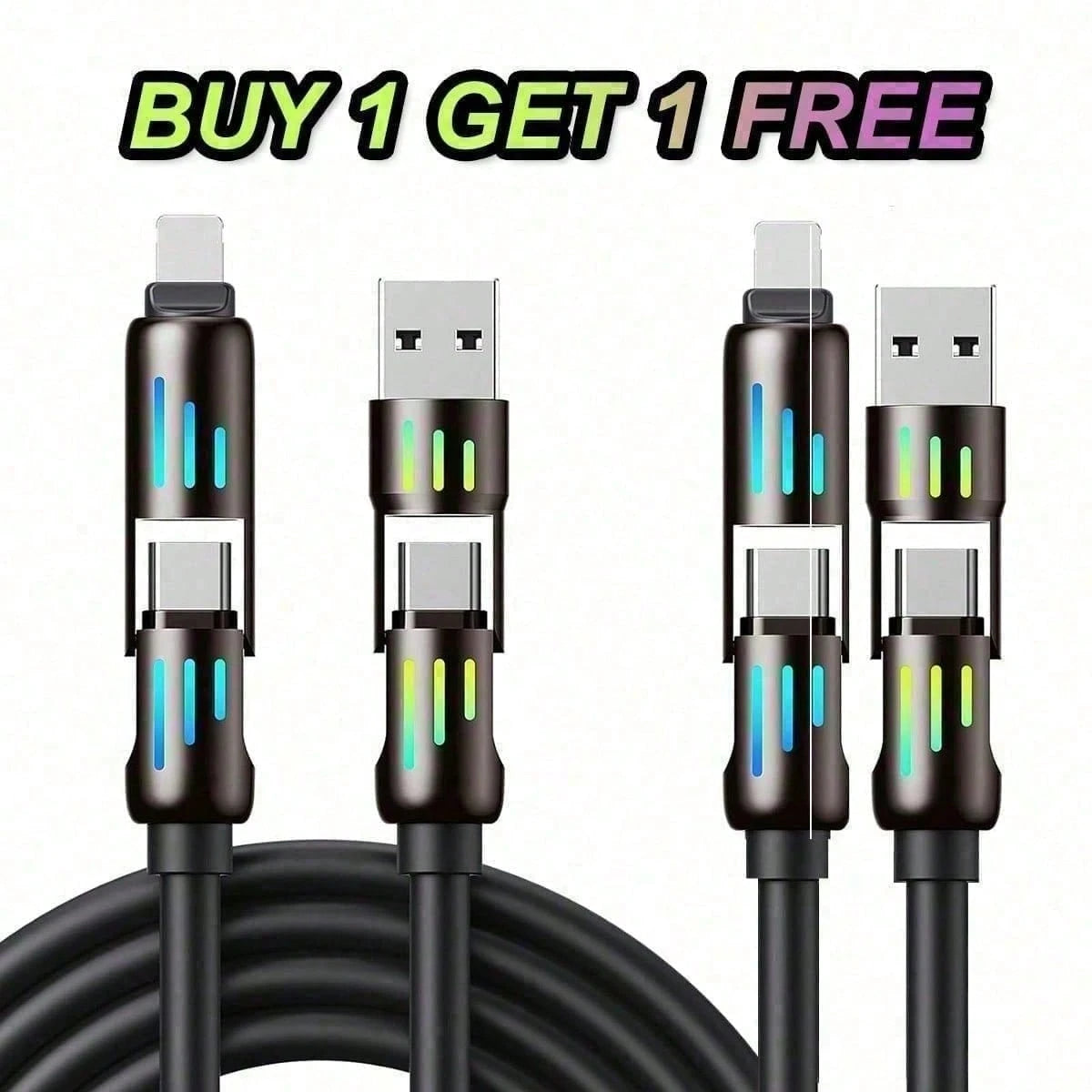 4-In-1 USB Charging Cable,240W Multi USB C Fast Charging Cable Combo Type C/USB Port For IPhone 16/15 14 13 IPad Galaxy IPad And More
