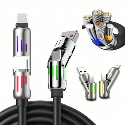 4-In-1 USB Charging Cable,240W Multi USB C Fast Charging Cable Combo Type C/USB Port For IPhone 16/15 14 13 IPad Galaxy IPad And More