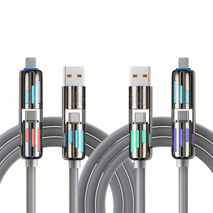 4-In-1 USB Charging Cable,240W Multi USB C Fast Charging Cable Combo Type C/USB Port For IPhone 16/15 14 13 IPad Galaxy IPad And More