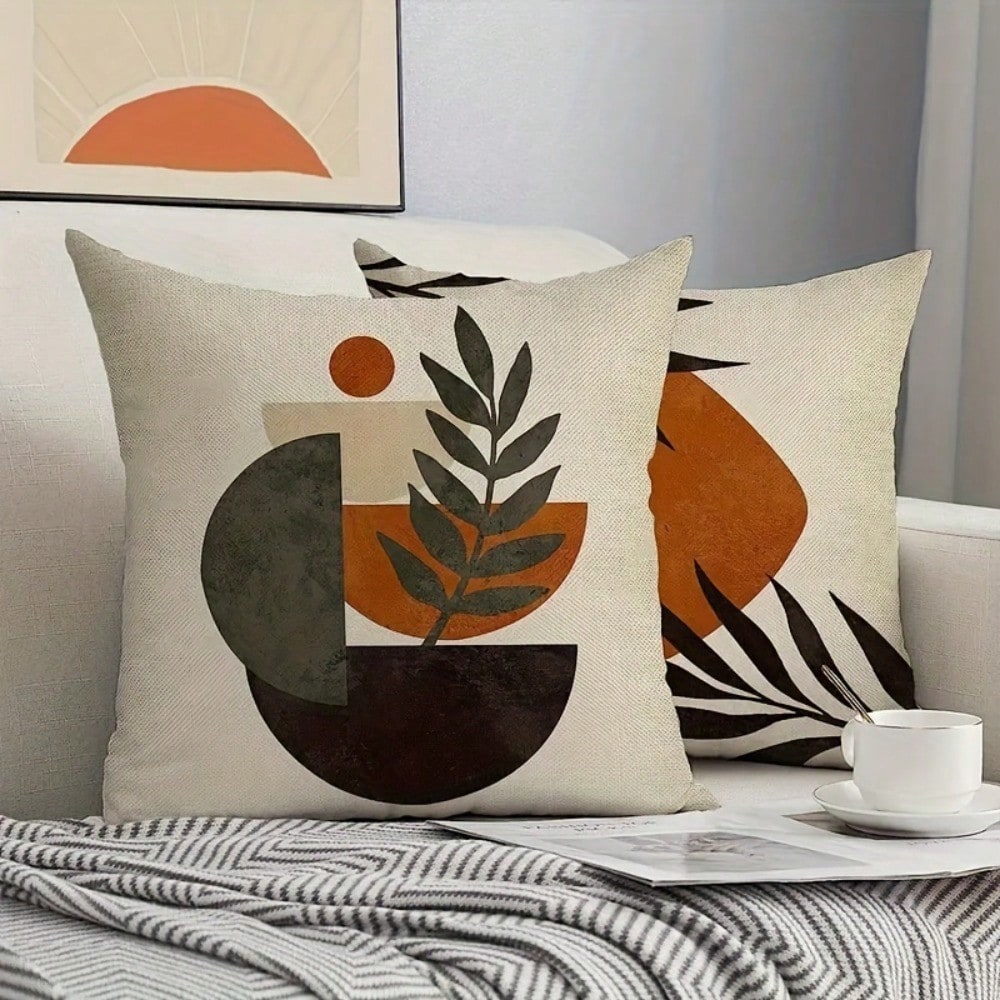 4 Packs Geometric Abstract Throw Pillow Covers- 17.7*17.7 Inches, Single-Side Print, Machine Washable With Zipper, Suitable For Farmhouse, Living Room, Bedroom, Sofa, Porch, Patio, Outdoor Decor, Not