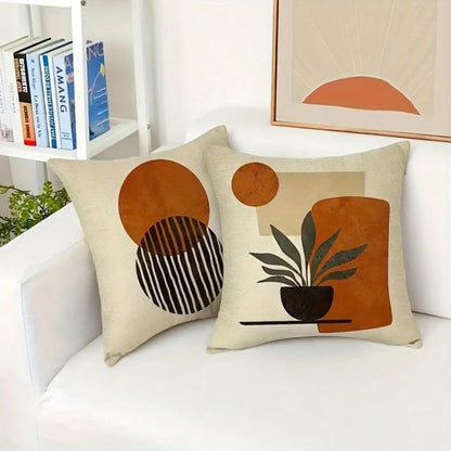 4 Packs Geometric Abstract Throw Pillow Covers- 17.7*17.7 Inches, Single-Side Print, Machine Washable With Zipper, Suitable For Farmhouse, Living Room, Bedroom, Sofa, Porch, Patio, Outdoor Decor, Not