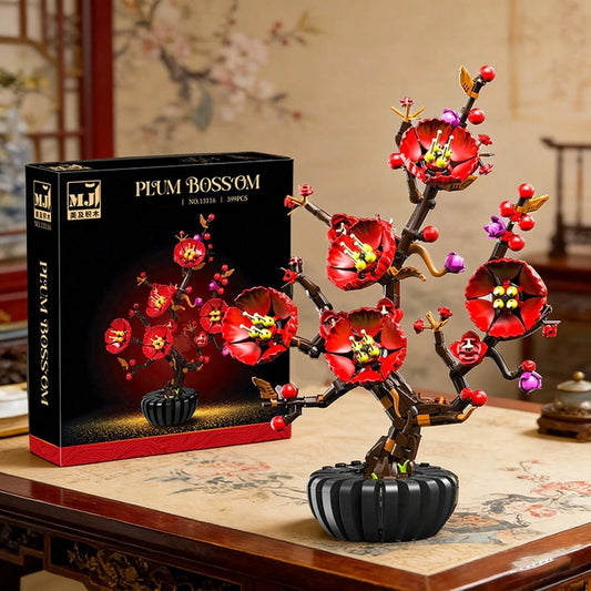 450/451/503/599/ PCS Bouquet Assembly Set, Plant Series Building Block Toys, Bird Of Paradise, Plum Blossom, Hibiscus, Chrysanthemum With Vase, Birthday Gift For Adult Women, Women's Friendship Day, V