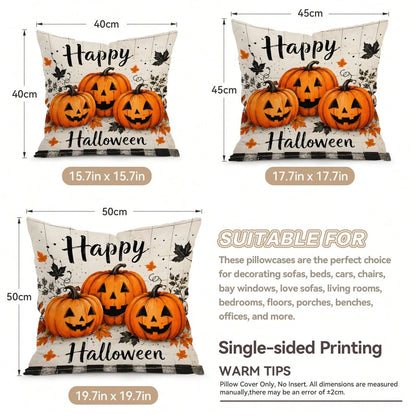 4pcs/1pc Halloween Thanksgiving Pumpkin Truck Pattern Pillow Case, Single-Sided Print Pillow Case, Suitable For Living Room Bedroom Home Decor, All Season Pillow Case