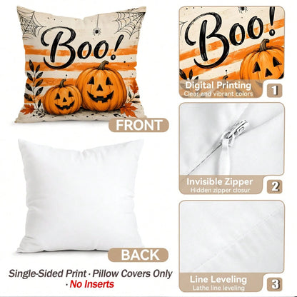 4pcs/1pc Halloween Thanksgiving Pumpkin Truck Pattern Pillow Case, Single-Sided Print Pillow Case, Suitable For Living Room Bedroom Home Decor, All Season Pillow Case