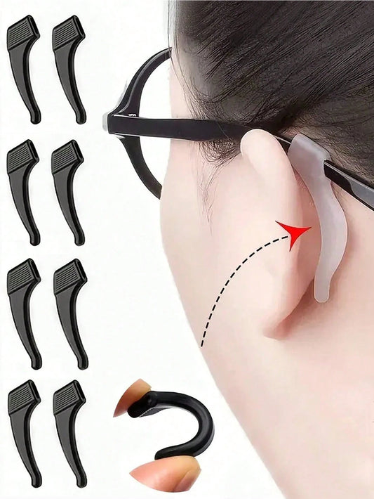 4pcs Anti-Slip Ear Hooks Medium Soft Silicone Ear Sleeves, Glasses Temple Fixing Support Anti-Drop Anti-Fall Accessories, Home Supplies, Glasses Accessories