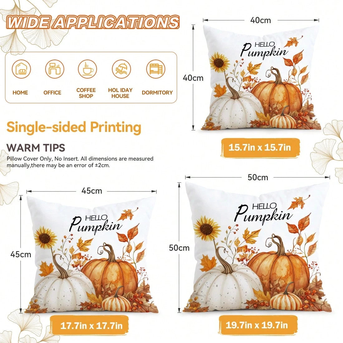 4pcs Autumn Sunflower & Maple Leaf Pattern Pillow Covers, Single-Sided Printed Cushion Covers, Suitable For Living Room, Bedroom, Home Decor, All-Season Use