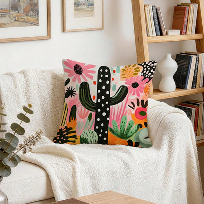 4pcs Bohemian Style Cactus Printed Velvet Throw Pillow Covers, 100% Polyester, Living Room Sofa Bedroom Decor, 40x40cm/45x45cm/50x50cm, No Pillow Insert