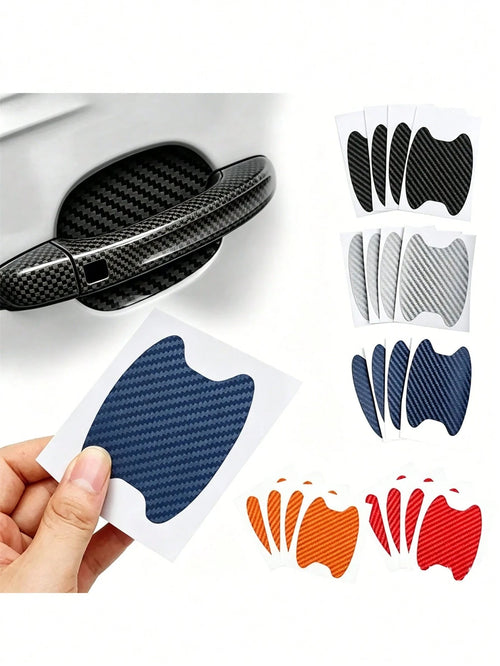 4pcs Car Door Handle Carbon Fiber Scratch-Resistant Protective Stickers, Car Door Handle Protector Covers, Specifically Designed For Door Handle Recessed Areas, Effectively Reduce Scratches Caused By