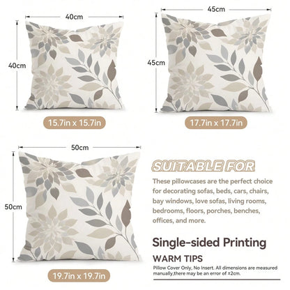 4pcs Geometric Leaf Pattern Single-Sided Printed Pillow Covers/Cushion Covers, Multi-Scene Atmosphere Decorative Pillow Covers Suitable For Living Room, Sofa, Bedroom, Without Pillow Insert