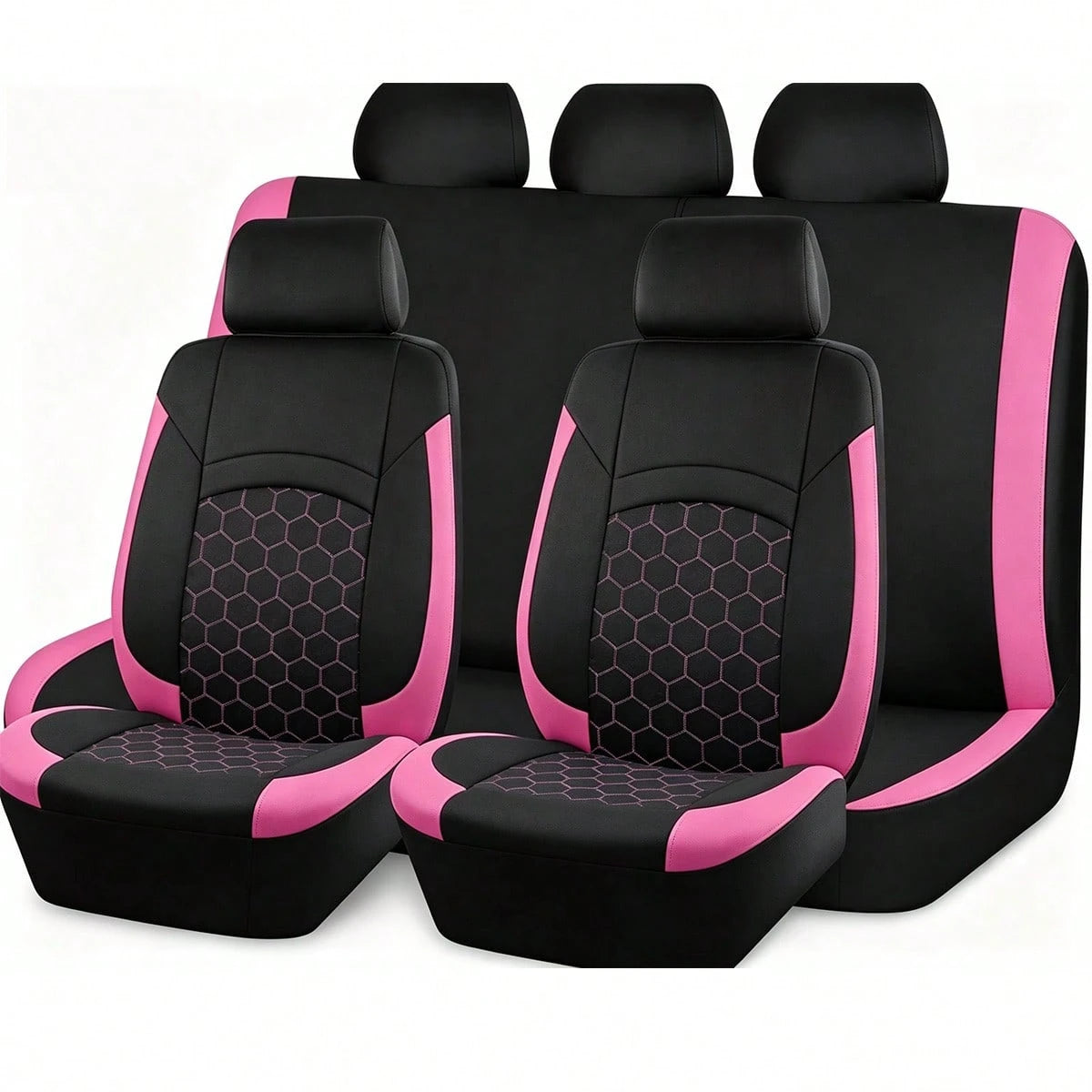 5-Seater Full Set 9-Piece Combination Universal Car Seat Covers, Honeycomb Football Mesh Fabric Car Interior Decoration Seat Protector, Car Accessories For SUV, Sedan, Minivan, Family Car, Breathable