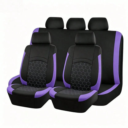 5-Seater Full Set 9-Piece Combination Universal Car Seat Covers, Honeycomb Football Mesh Fabric Car Interior Decoration Seat Protector, Car Accessories For SUV, Sedan, Minivan, Family Car, Breathable