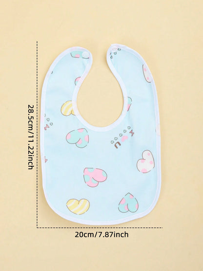 5pcs/Pack Random Blue Tone Crystal Velvet Baby Bibs, Soft Skin-Friendly Printed Pattern U-Shaped Drool Bibs